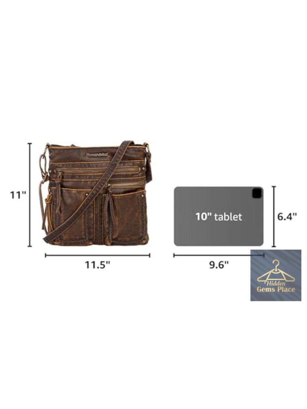 Vegan Leather Crossbody Bag with Multiple Pockets Adjustable Strap - Picture 2 of 6